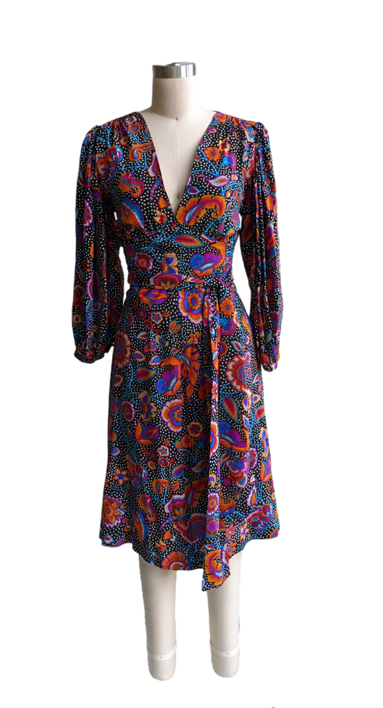 RARE Yves Saint Laurent Floral Silk Print Dress