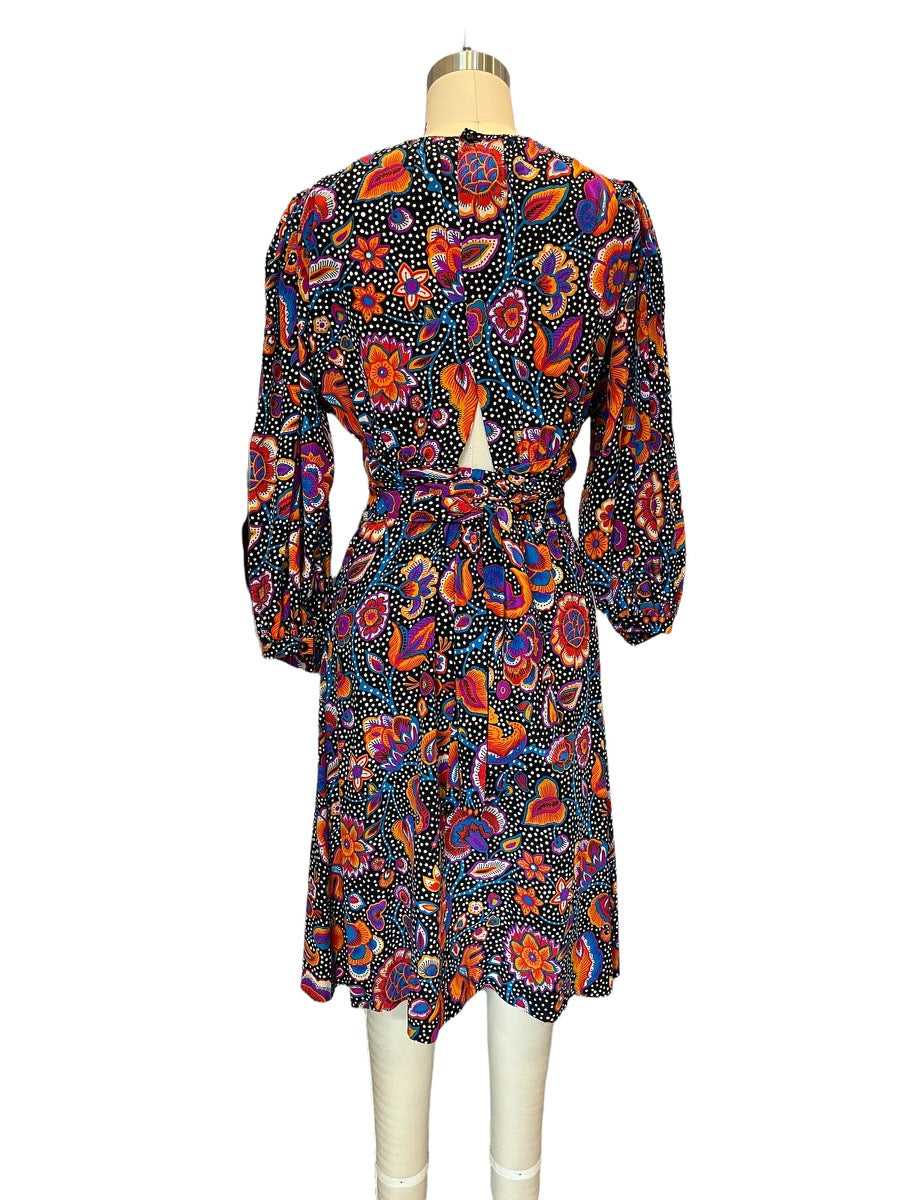 RARE Yves Saint Laurent Floral Silk Print Dress