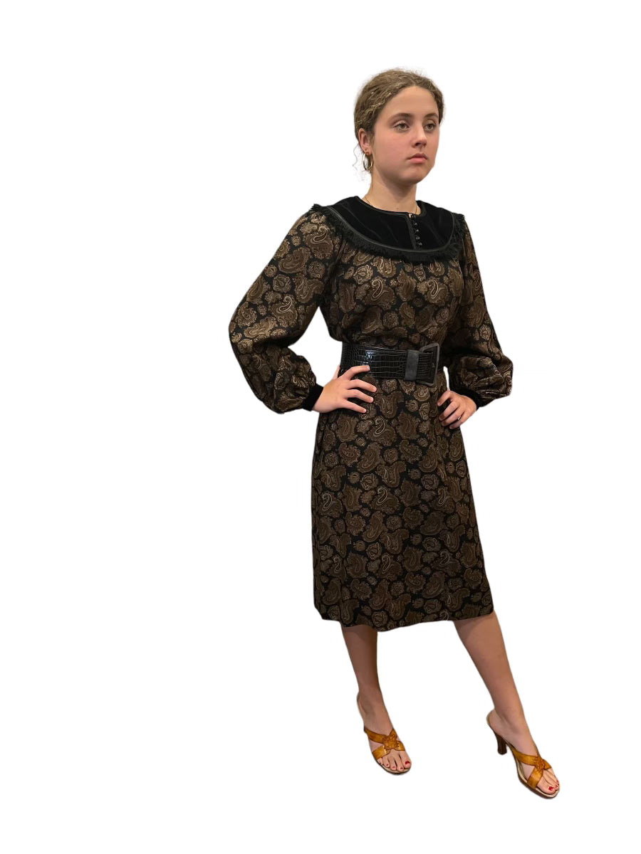 Vintage Yves Saint Laurent Fall/Winter Paisley Wool Dress