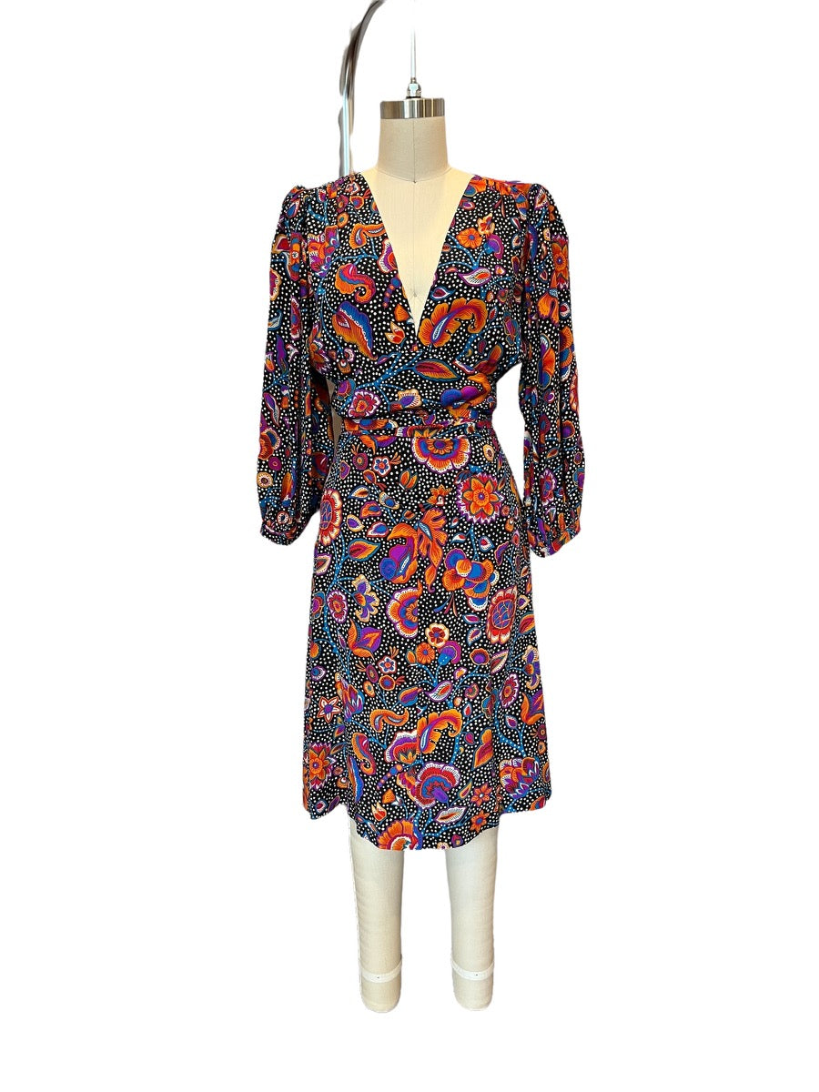 RARE Yves Saint Laurent Floral Silk Print Dress