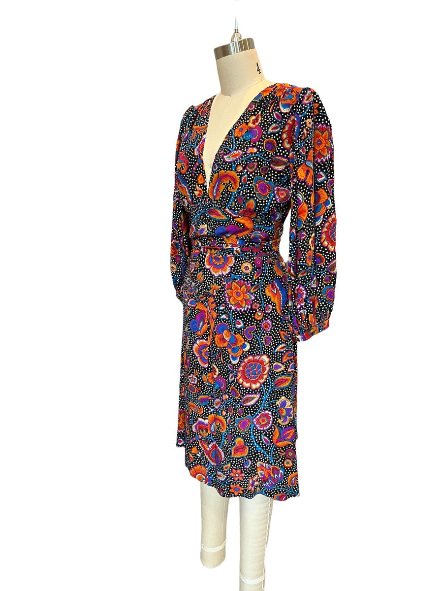 RARE Yves Saint Laurent Floral Silk Print Dress