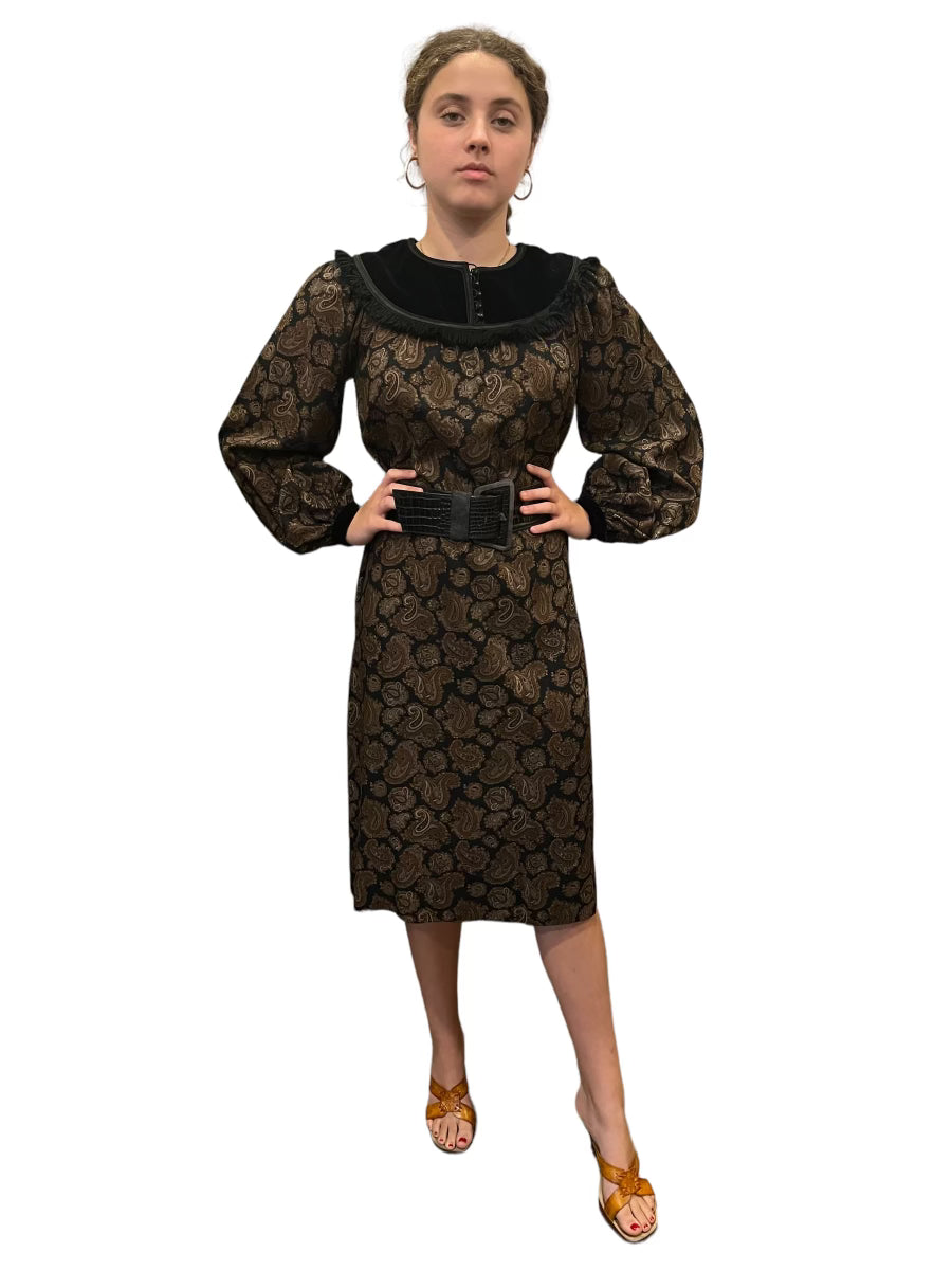 Vintage Yves Saint Laurent Fall/Winter Paisley Wool Dress