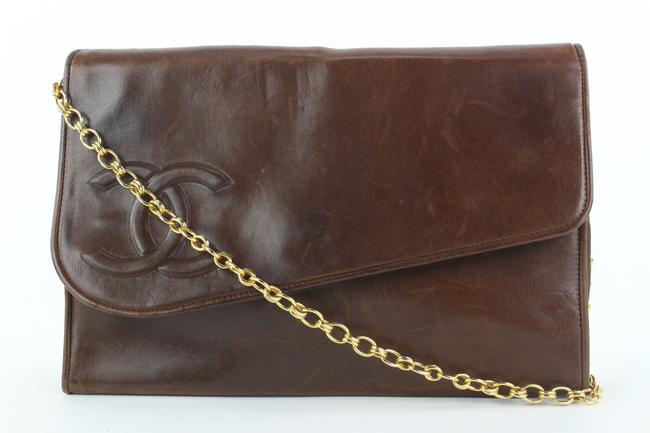 Chanel Dark Brown Diagonal Flap Chain Bag