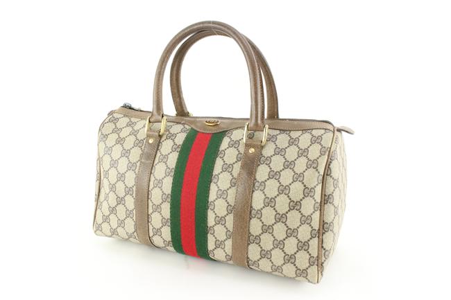 Vintage Gucci Brown Supreme GG Web Boston Bag