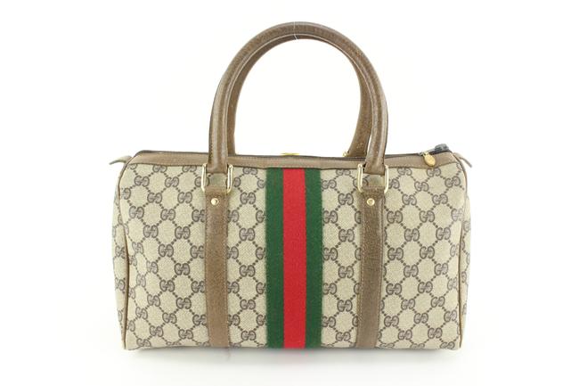 Vintage Gucci Brown Supreme GG Web Boston Bag