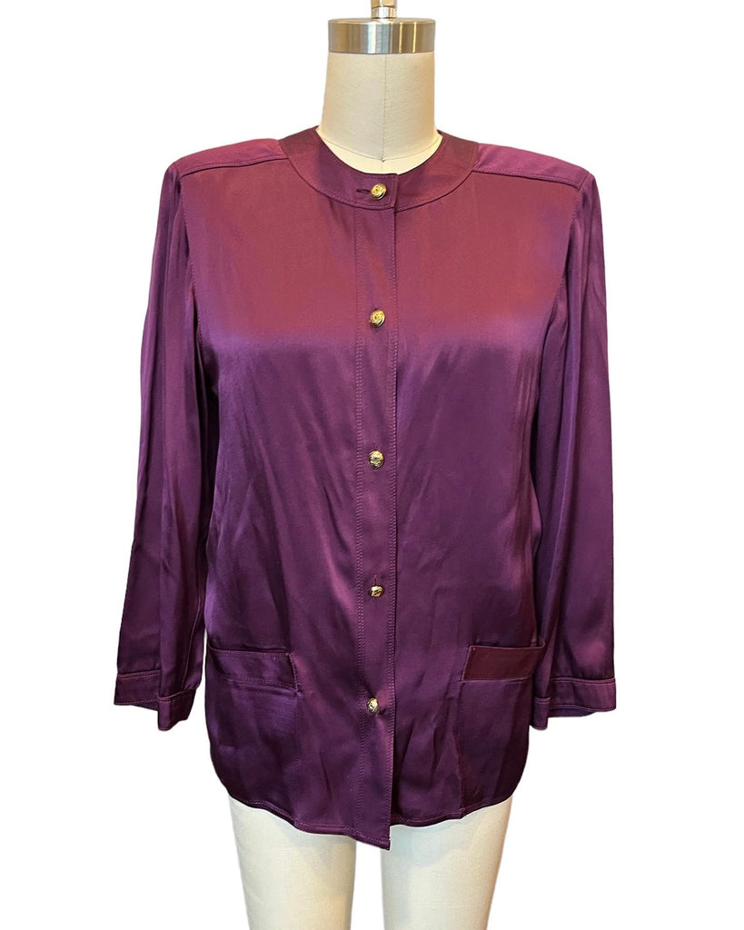 Vintage Chanel Purple Silk Shell and Jacket Blouses M | Pimbeche