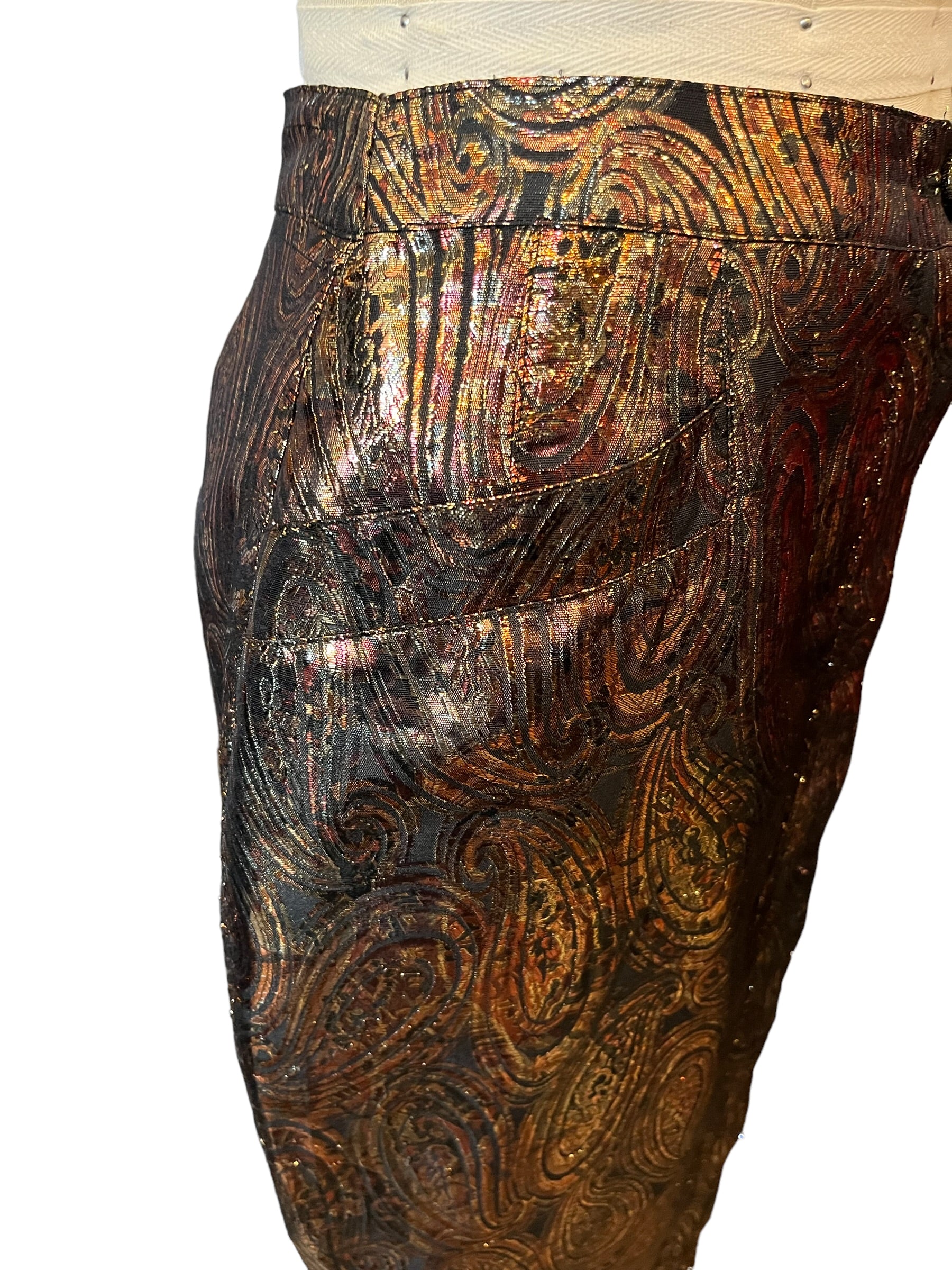 Vintage Krizia Metallic Front Button Maxi Skirt 42 - S