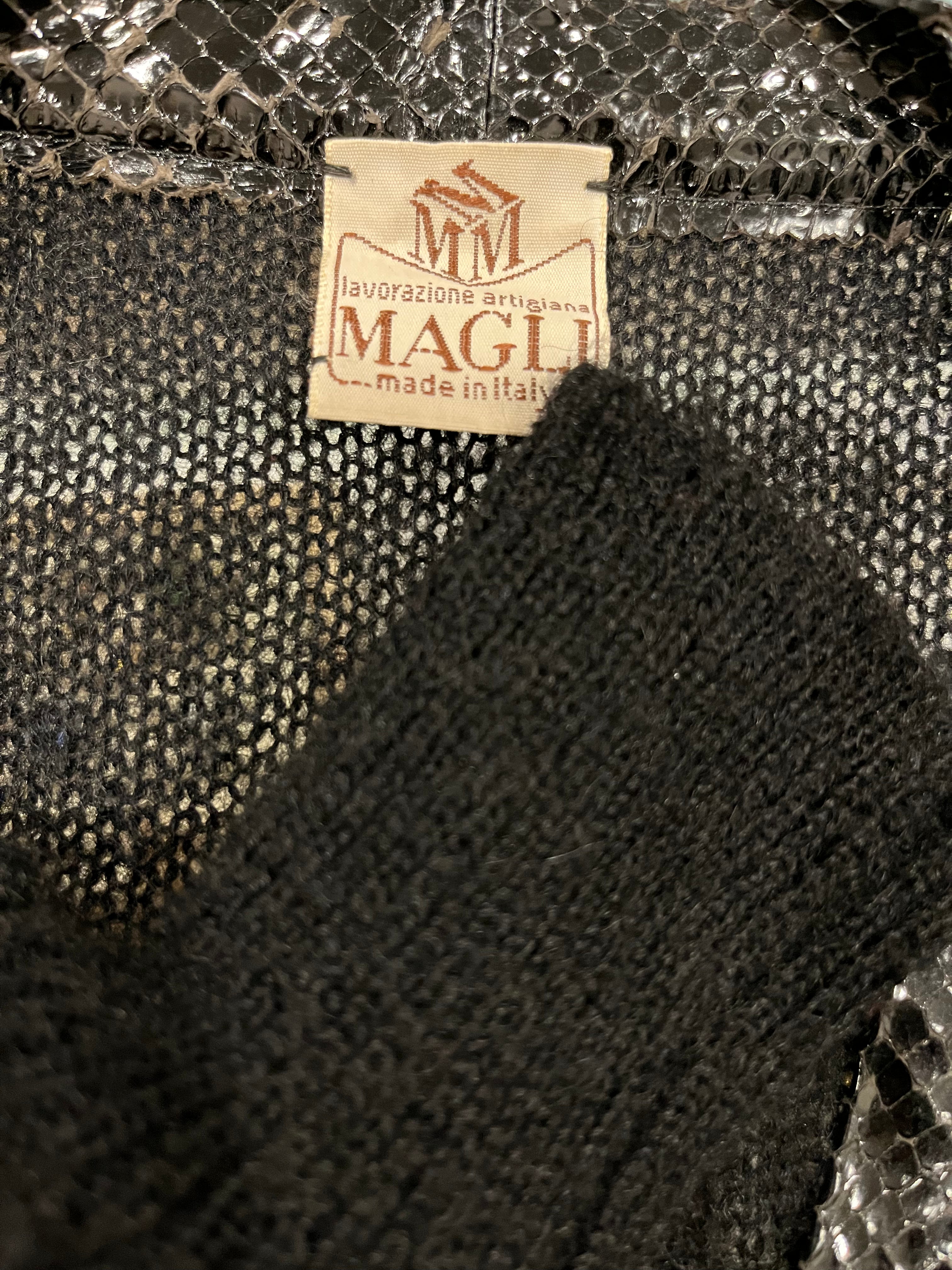 Vintage Magli Black Mohair Suede Snakeskin Cardigan Jacket S-M