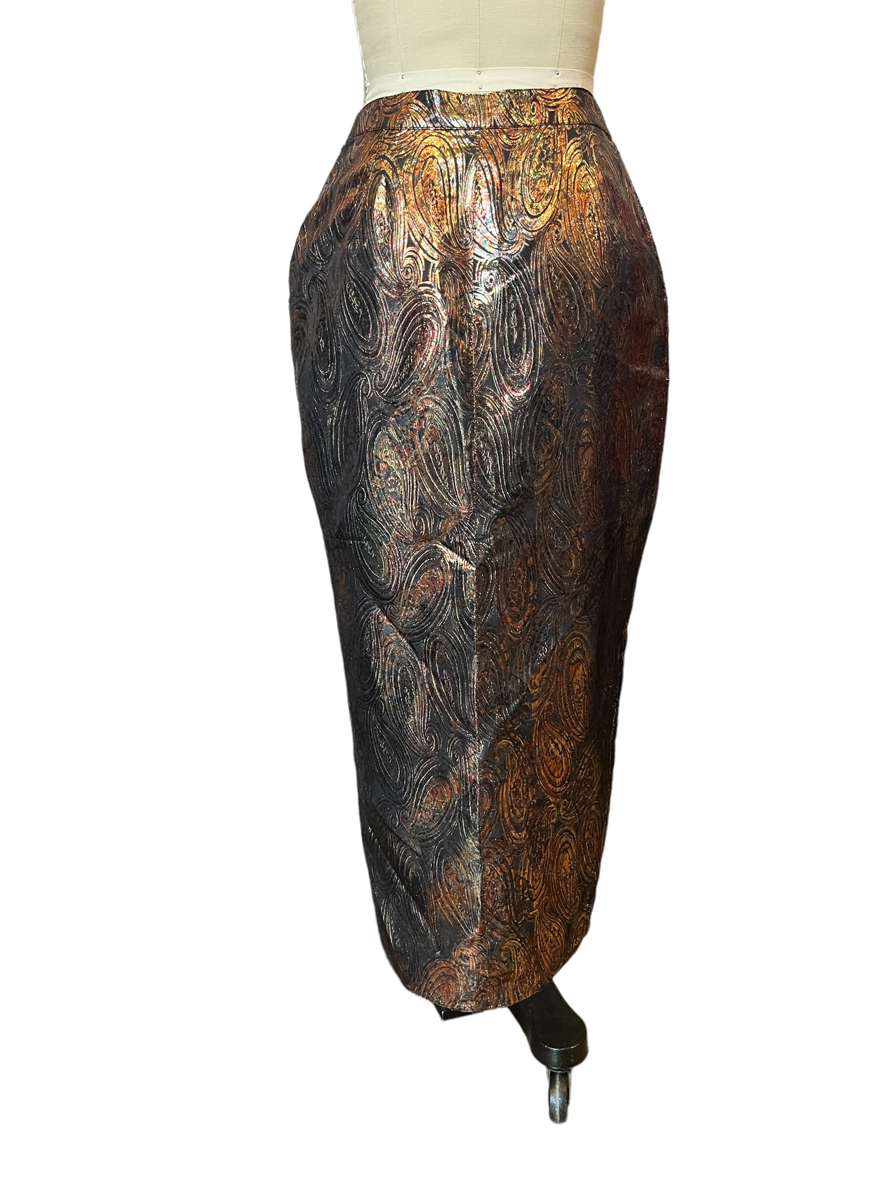 Vintage Krizia Metallic Front Button Maxi Skirt 42 - S