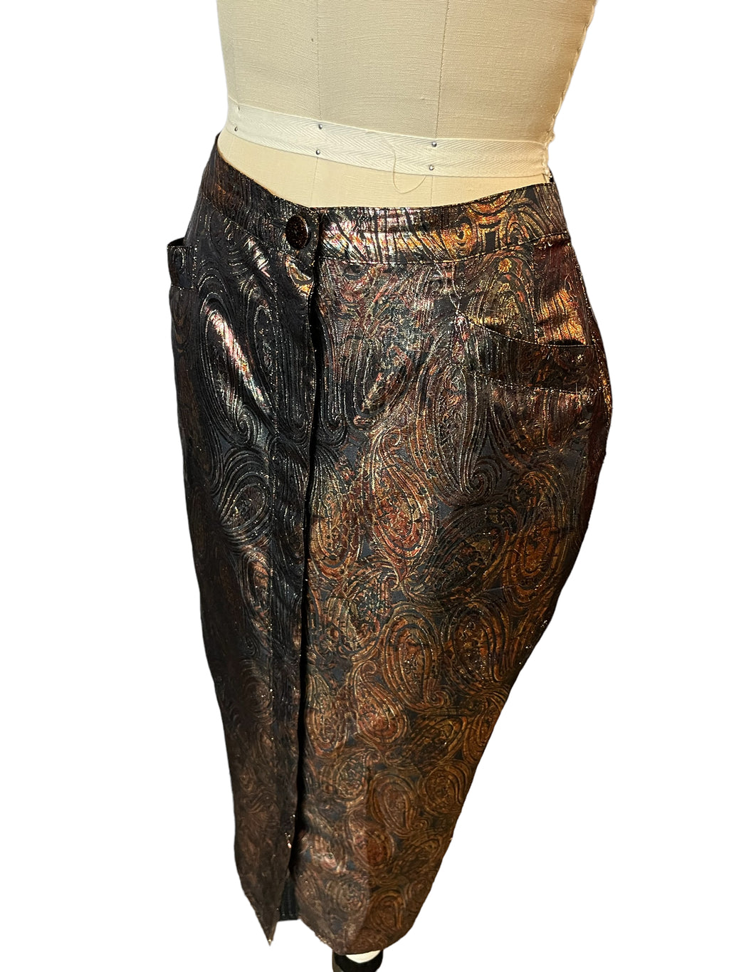 Vintage Krizia Metallic Front Button Maxi Skirt 42 - S