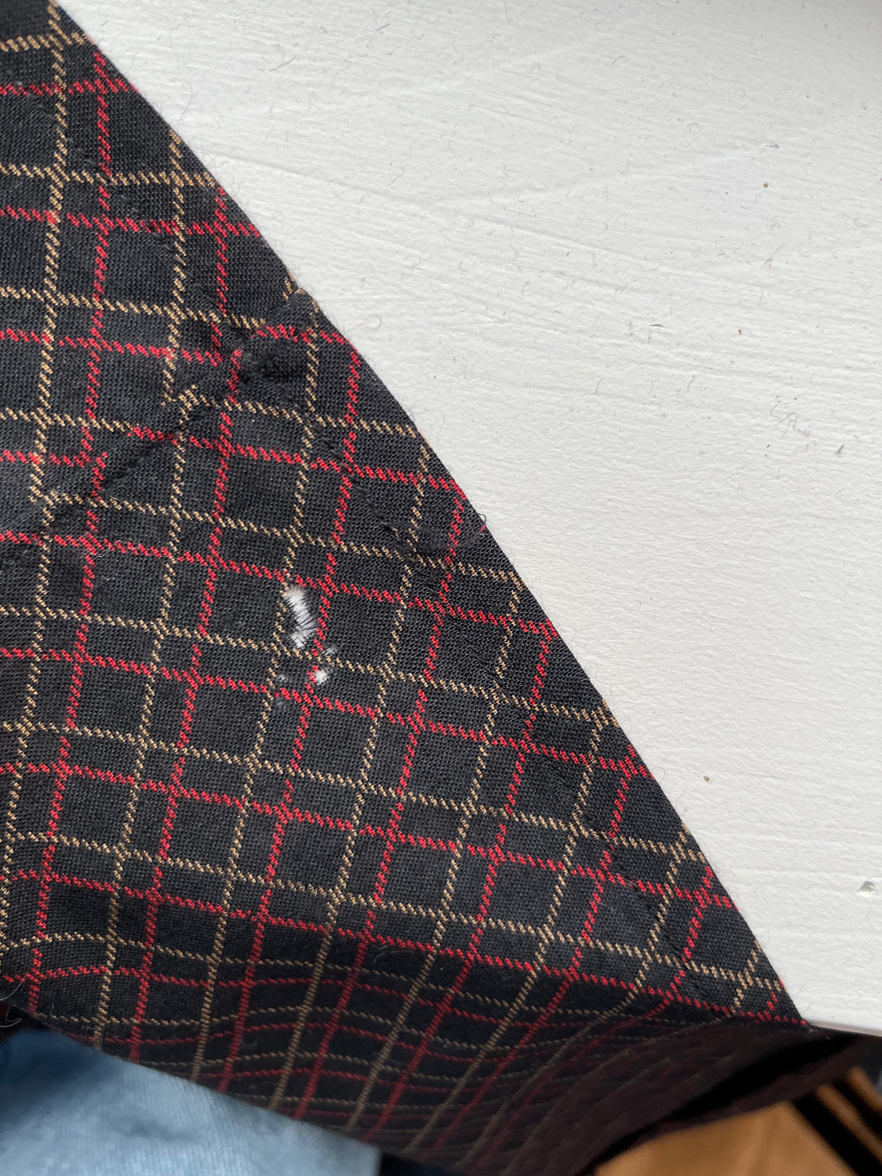 Vintage YSL Yves Saint Laurent Blue Plaid Print Wool Blouse