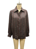 Vintage YSL Yves Saint Laurent Grey Print Wool Blouse