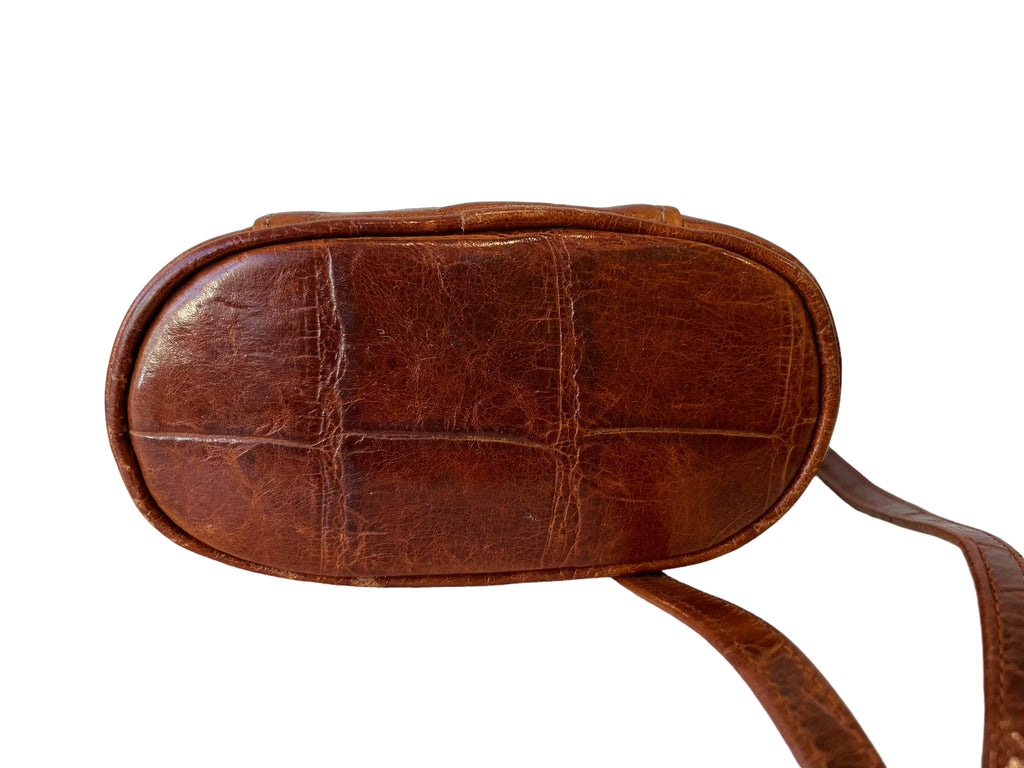 Vintage Carlos Falchi Croc Embossed Leather Camera Crossbody