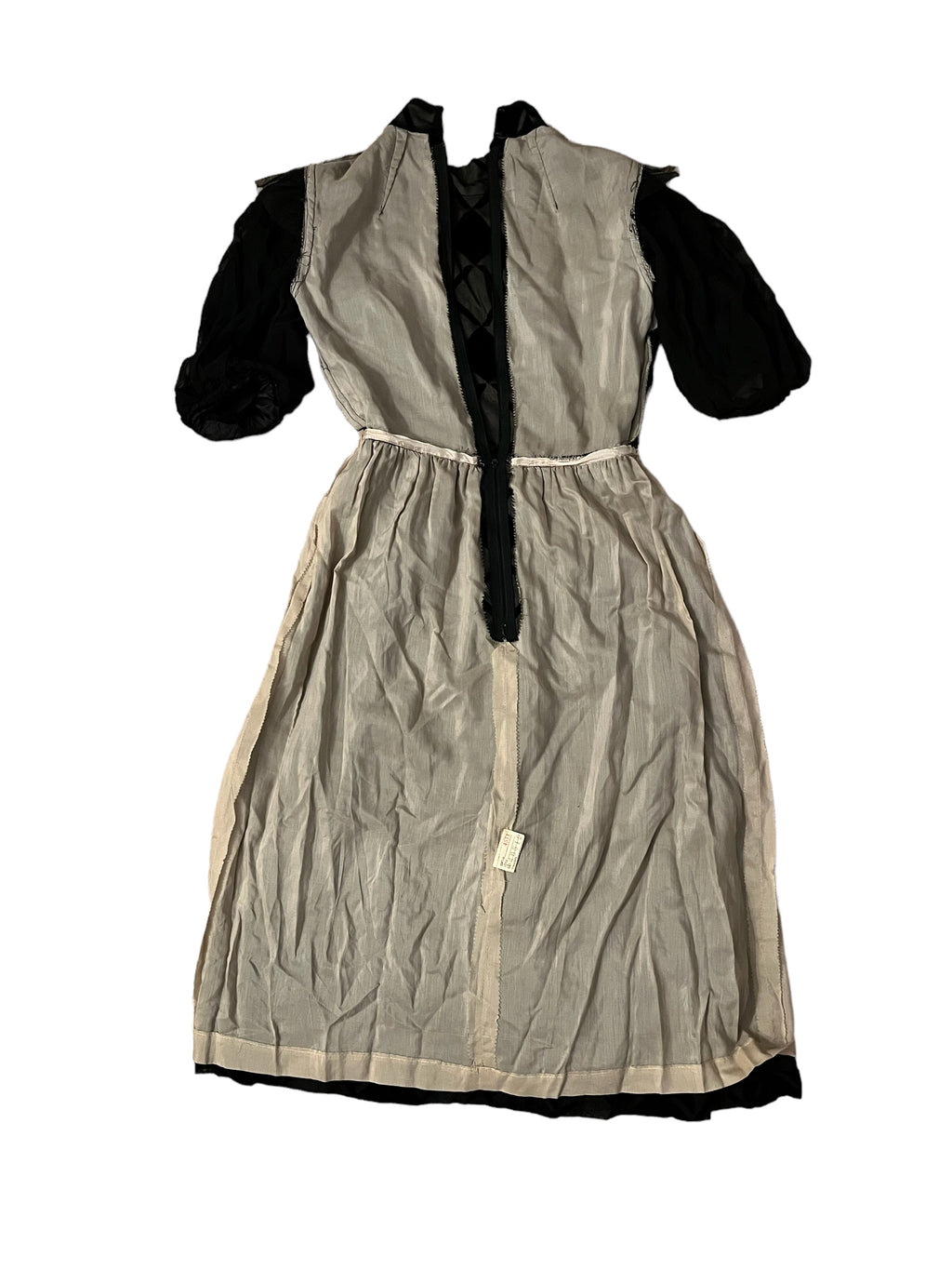 Vintage Designer Black Velvet and Nude Lining Harlequin Dress S-M