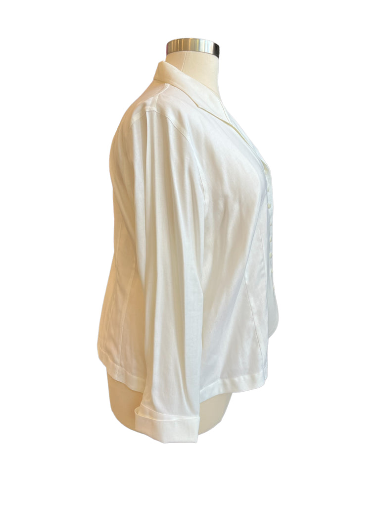 NWT Talbots Woman White Cotton Stretch Blouse Shirt 20W